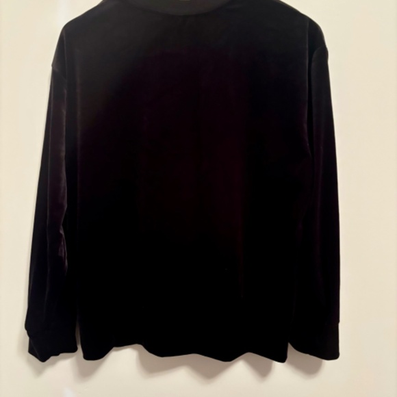 Athleta Retroplush Black Velvet Crewneck Sweatshirt Snap Button Side Slit- SP - Picture 10 of 14